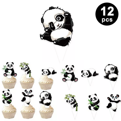 58pcs Panda Theme Party Decorating Set | Birthday Banner Balloons Cake Toppers Invitations