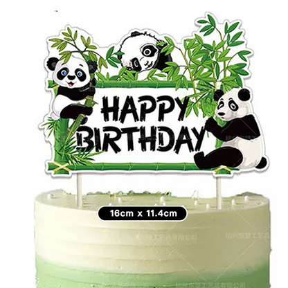 58pcs Panda Theme Party Decorating Set | Birthday Banner Balloons Cake Toppers Invitations