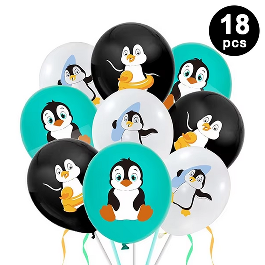 58pcs Little Penguin Theme Party Decorating Set | Birthday Banner Balloons Cake Cupcake Toppers