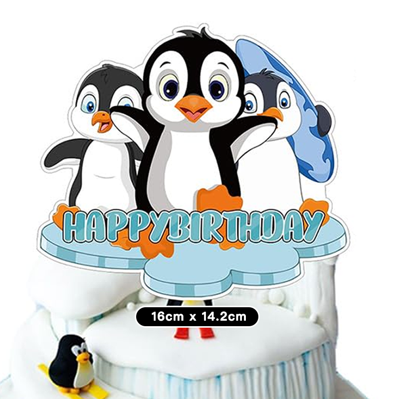 58pcs Little Penguin Theme Party Decorating Set | Birthday Banner Balloons Cake Cupcake Toppers