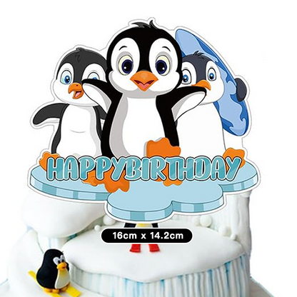 58pcs Little Penguin Theme Party Decorating Set | Birthday Banner Balloons Cake Cupcake Toppers