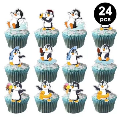58pcs Little Penguin Theme Party Decorating Set | Birthday Banner Balloons Cake Cupcake Toppers