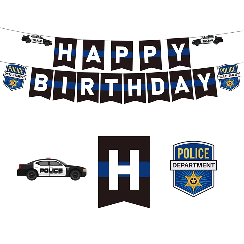 Police Department Theme Birthday Party Banner 2 Meter