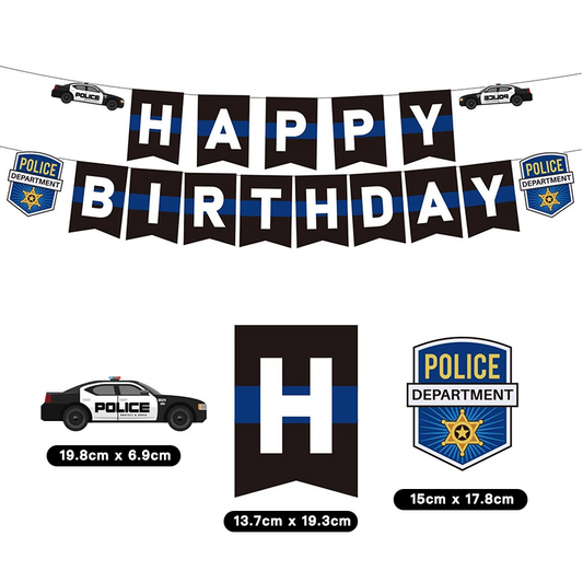 Police Department Theme Birthday Party Banner 2 Meter