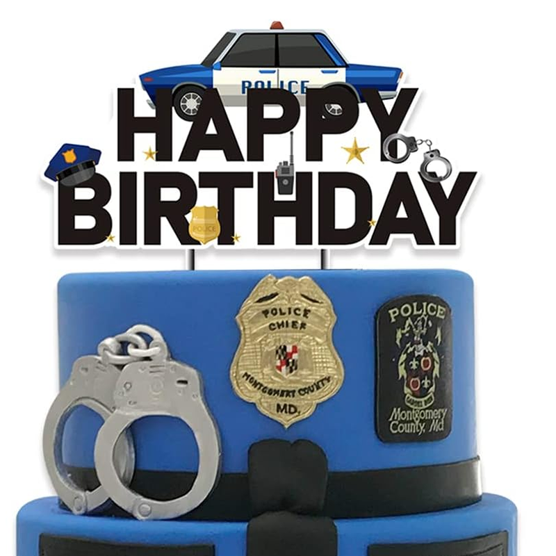 Police Department Theme Birthday Cake Topper