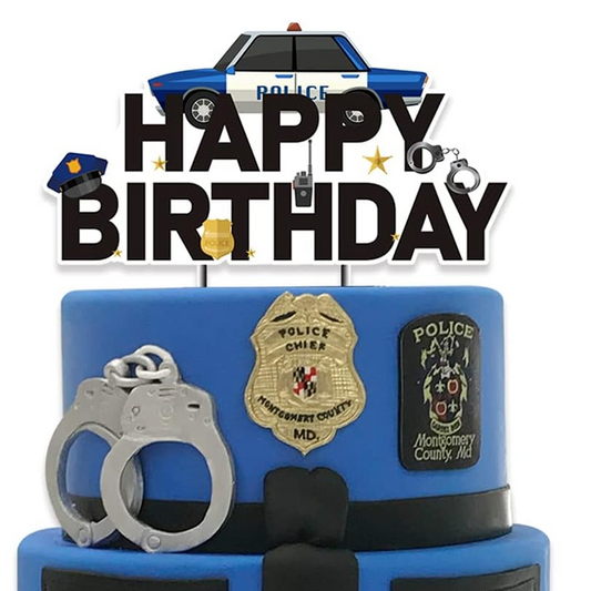 Police Department Theme Birthday Cake Topper