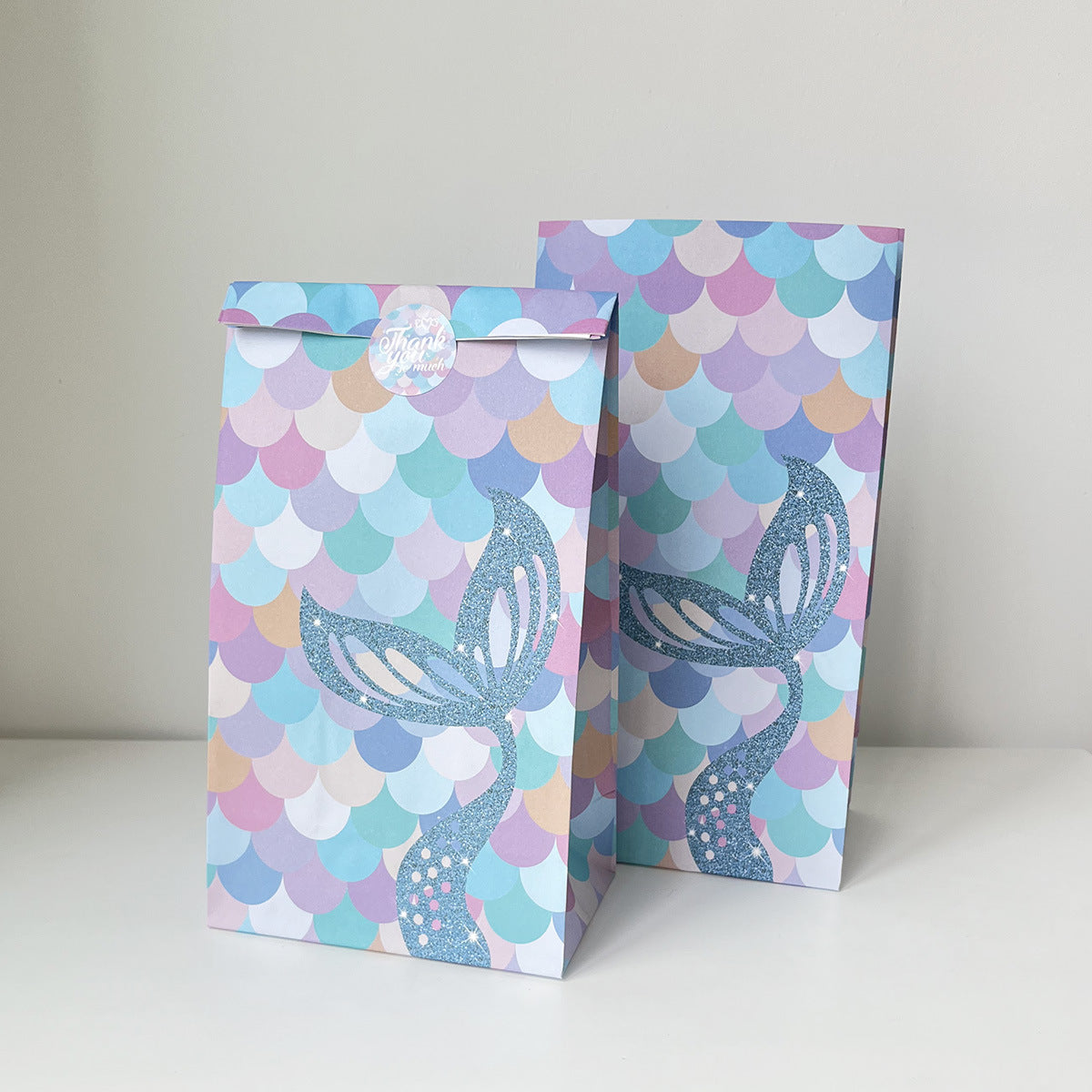 Mermaid Under the Sea Paper Gift Bags with Mini Stickers (Pack of 12)
