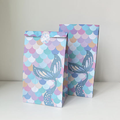Mermaid Under the Sea Paper Gift Bags with Mini Stickers (Pack of 12)
