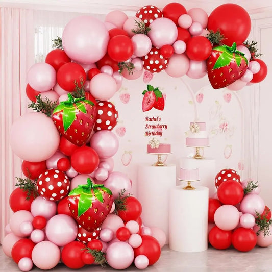 Strawberry Theme Red Pink Balloon Garland Kit