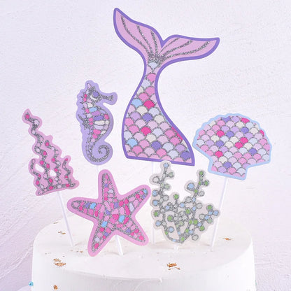 Mermaid Tail Under the Sea Birthday Cake Toppers 6 pcs