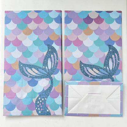 Mermaid Under the Sea Paper Gift Bags with Mini Stickers (Pack of 12)