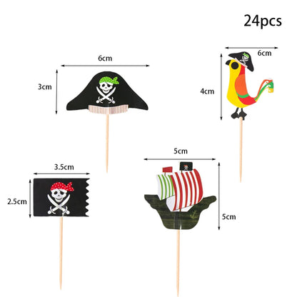 Pirate Theme Cupcake Toppers (Pack of 24)