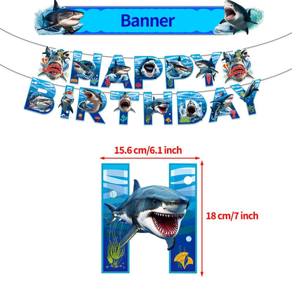 Sharks Theme Happy Birthday Banner
