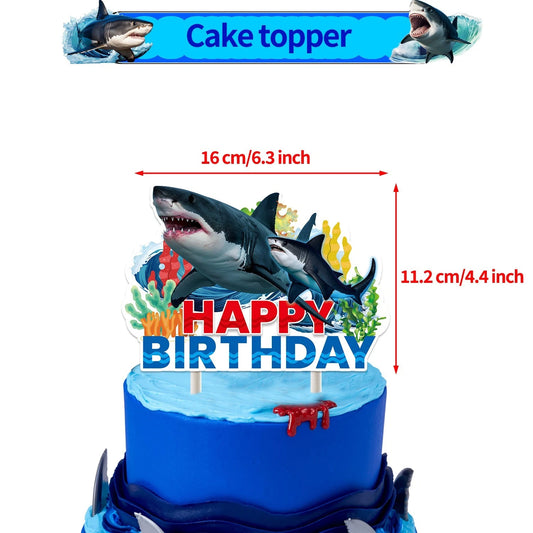 Sharks Theme Birthday Cake Topper