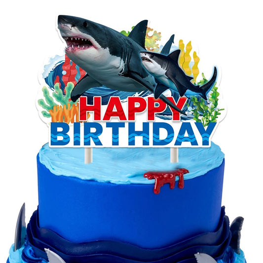 Sharks Theme Birthday Cake Topper
