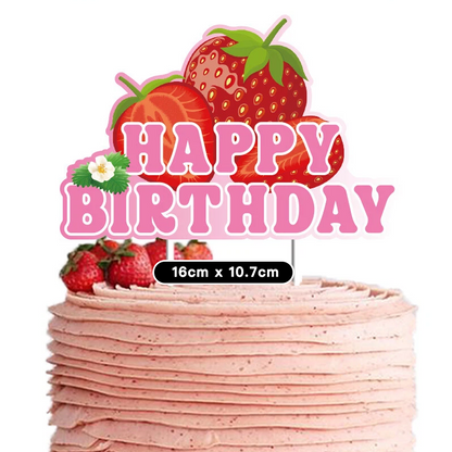 Strawberry Theme Party Decorating Set | Birthday Banner Balloons Cake Toppers