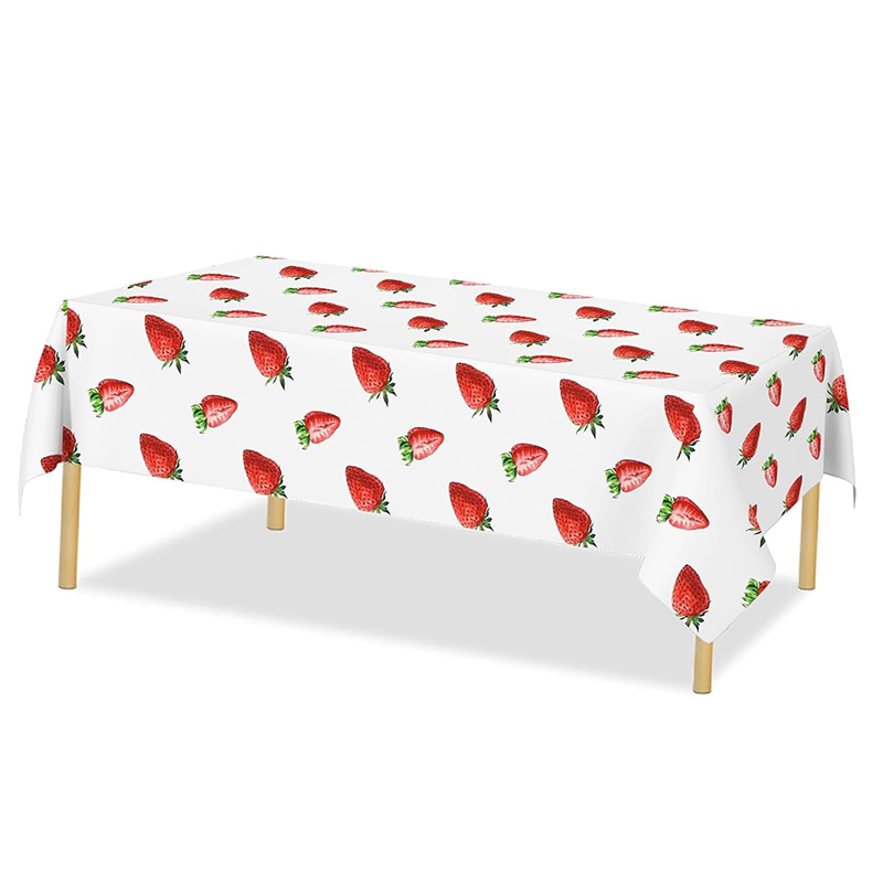 Strawberry Print Table Cover Plastic 220cm x 130cm