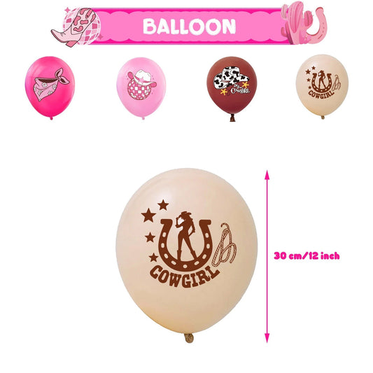 Western CowGirl Printed Assorted Latex Balloon 16 Pack