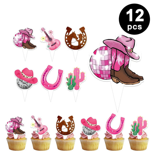 Western CowGirl Theme Cupcake Topper 12 Pack