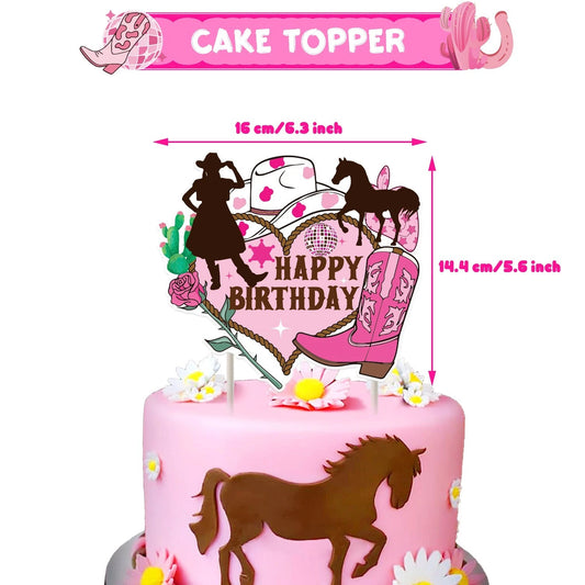 Western CowGirl Theme Birthday Cake Topper