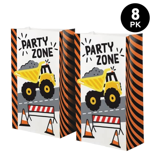 Construction Party Zone Paper Gift Bags 8pk