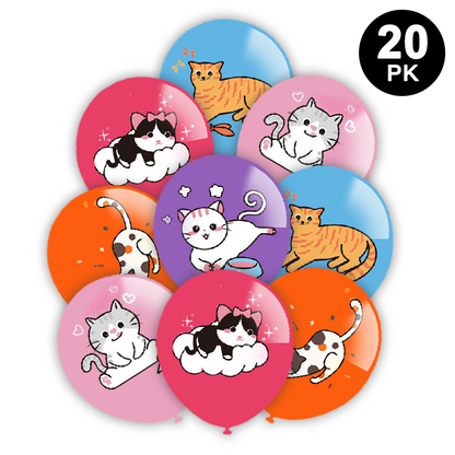Cute Pet Cats Party Decorating Set | Banners Latex Balloons Cake Cupcake Toppers