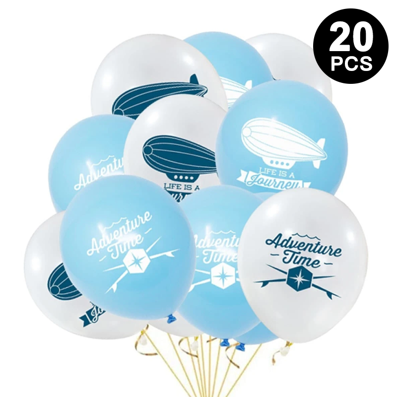 Around the World | The Adventure Begins Party Decorating Set | Banners Cake Toppers Latex Balloons