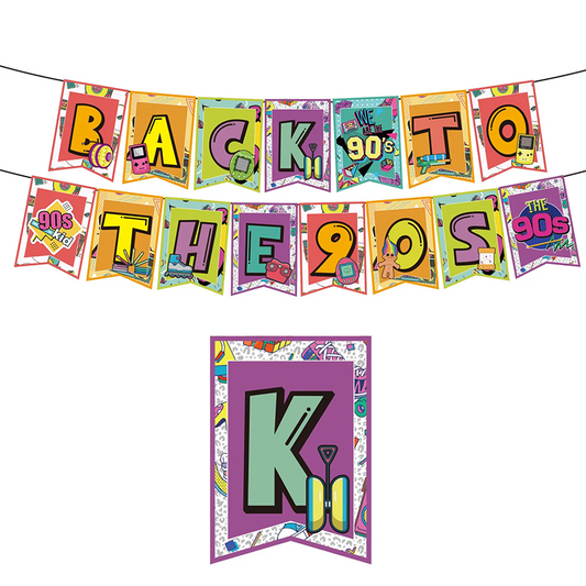 Back to The 90's Retro Theme Party Banner