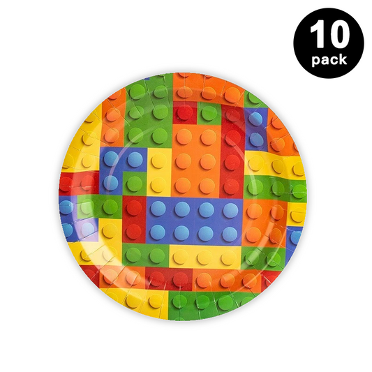 Building Blocks 7 inch 18cm Paper Plates Round (Pack of 10)