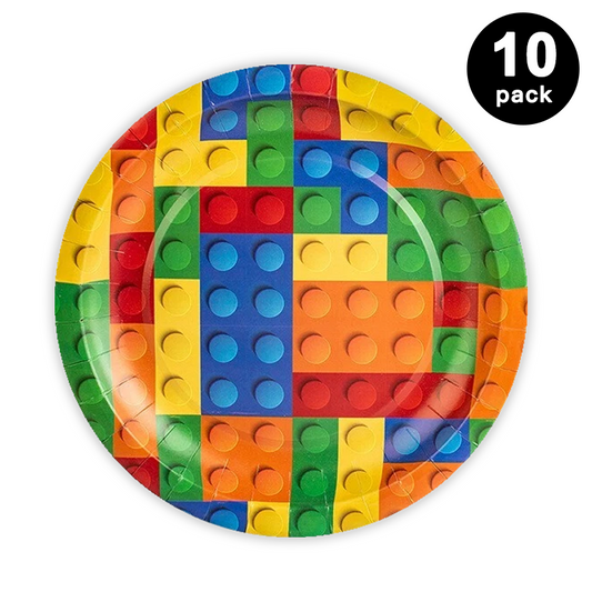 Building Blocks 9 inch 23cm Paper Plates Round (Pack of 10)