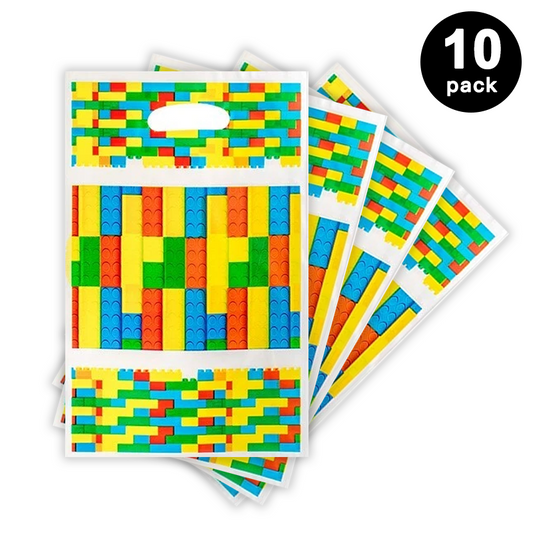 Building Blocks Theme Gift Loot Bags Plastic (Pack of 10)