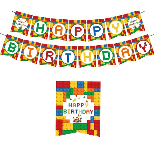 Building Blocks Theme Birthday Party Banner 2 Meter