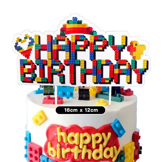 Building Blocks Theme Birthday Cake Topper