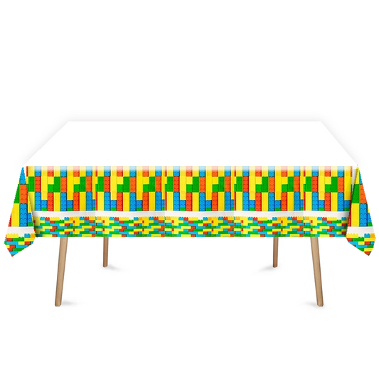 Building Blocks Theme Birthday Tablecloth Plastic 180cm x 108cm
