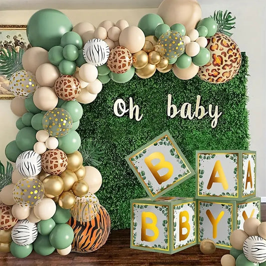 Jungle Animals Theme Sage Green Sand WhiteBalloon Garland Kit