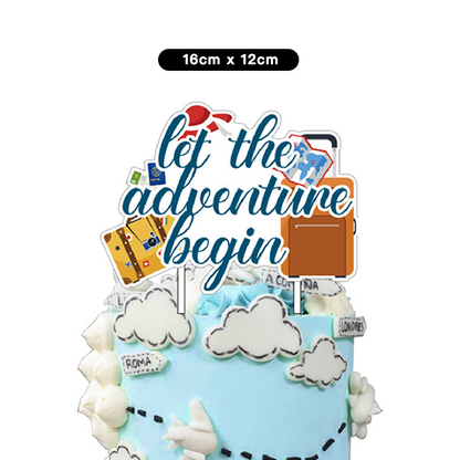 Around the World | The Adventure Begins Party Decorating Set | Banners Cake Toppers Latex Balloons