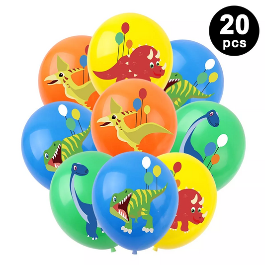 20pcs Cartoon Dinosaur Printed 12 inch Latex Balloons