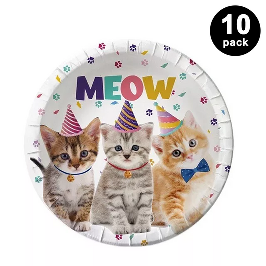 Cats and Kittens 7 inch 18cm Paper Plates Round (Pack of 10)