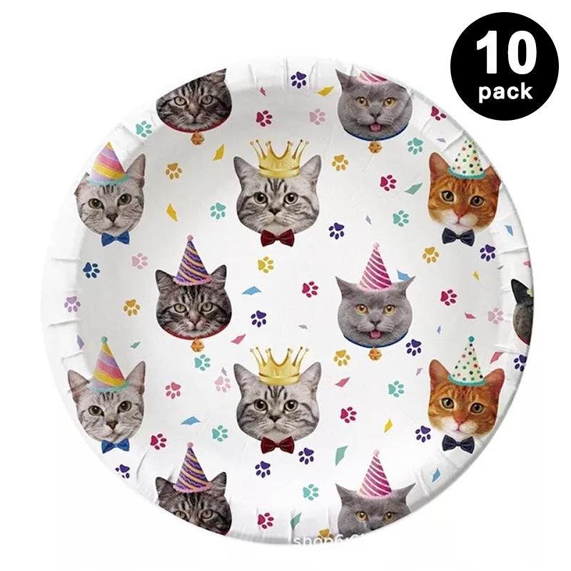 Cats and Kittens Theme 9 inch 23cm Paper Plates Round (Pack of 10)