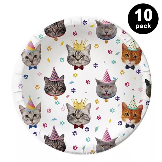 Cats and Kittens Theme 9 inch 23cm Paper Plates Round (Pack of 10)