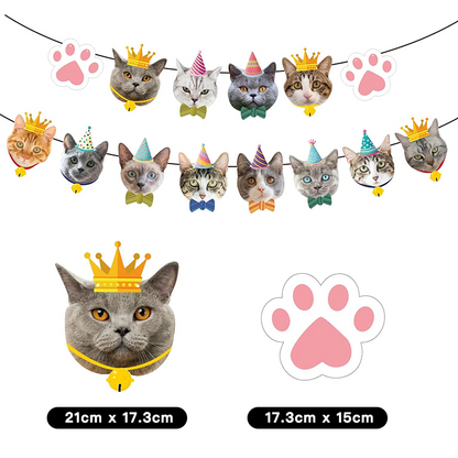 55pcs Cats and Kittens Theme Party Decorating Set | Birthday Banner Balloons Cake Cupcake Toppers
