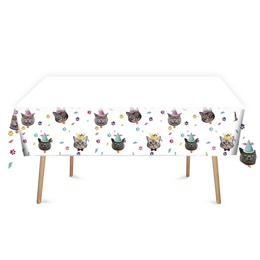 Cats and Kittens Theme Birthday Tablecloth Plastic 180cm x 108cm