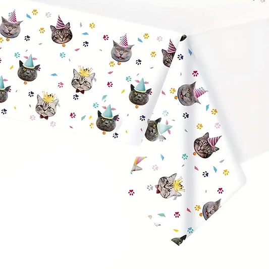 Cats and Kittens Theme Birthday Tablecloth Plastic 180cm x 108cm