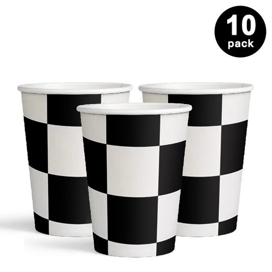 Checkered Print 250ml Paper Cups (Pack of 10)