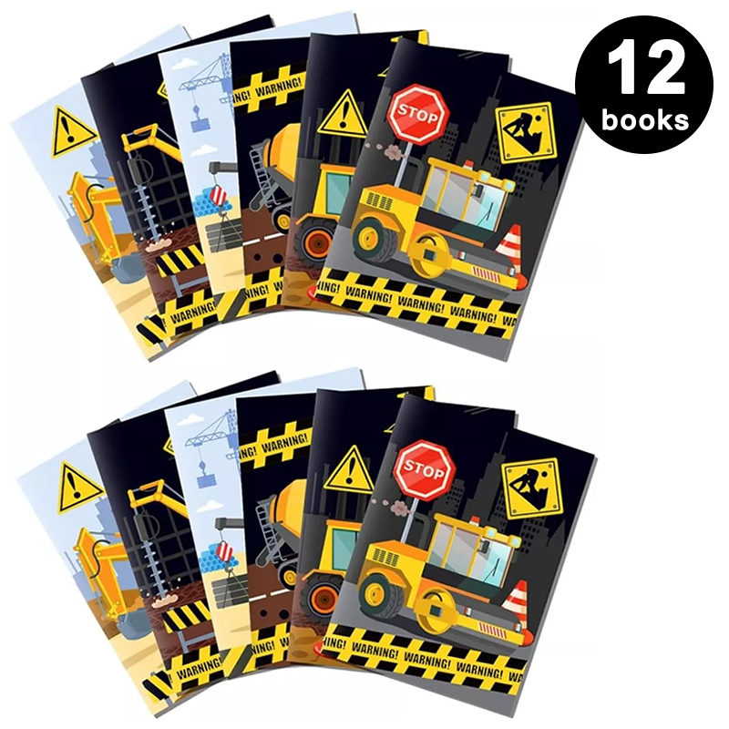 12pcs Construction DIY Coloring Books | Kids Party Favor Art Drawing Trucks Activity