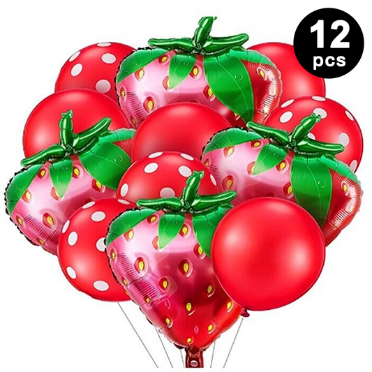 Strawberry Shaped Balloon Set | Summer Fruit Theme Birthday Party Decorations