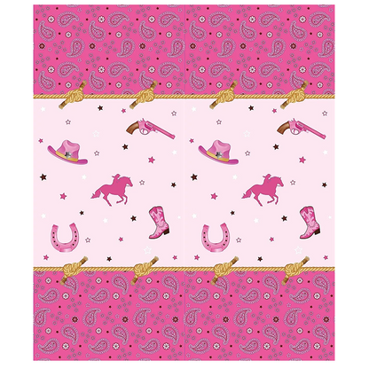 Wild West CowGirl Theme Birthday Tablecloth Plastic 220cm x 130cm
