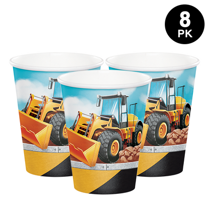 Big Dig Construction 266ml 9oz Paper Cups 8PK