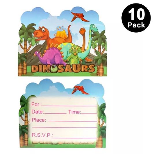 Cartoon Dinosaur Birthday Invitation Cards 10PK
