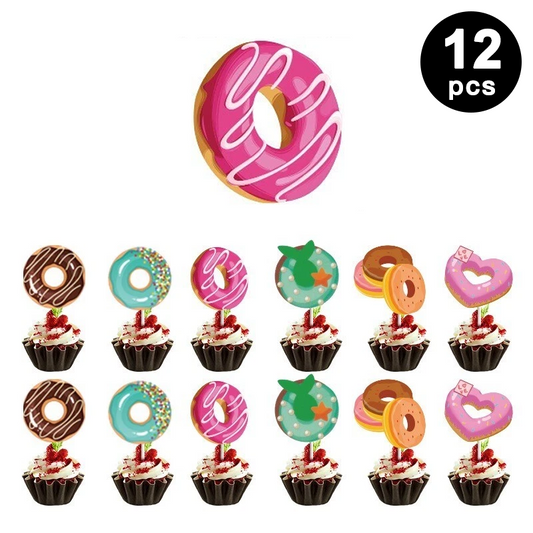 12pcs My Sweet Donuts Cupcake Toppers